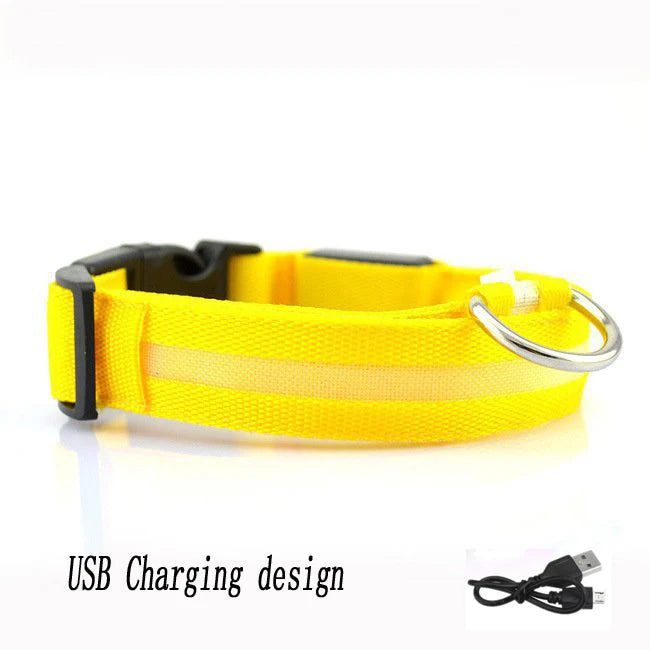 USB Rechargeable Pet Dog LED Glowing Collar Luminous Flashing Necklace Outdoor Walking Night Safety Supplies