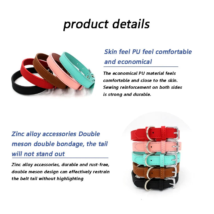 PU Adjustable Puppy Collar for Small Dogs