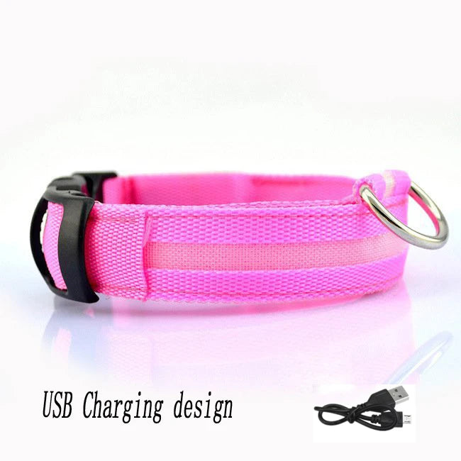 USB Rechargeable Pet Dog LED Glowing Collar Luminous Flashing Necklace Outdoor Walking Night Safety Supplies