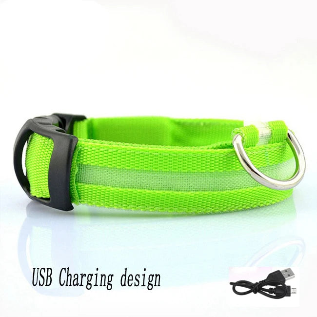 USB Rechargeable Pet Dog LED Glowing Collar Luminous Flashing Necklace Outdoor Walking Night Safety Supplies