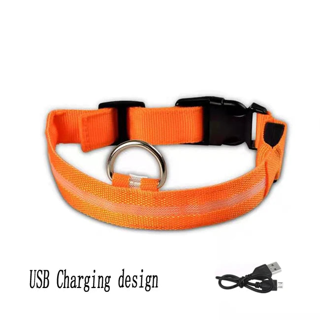 USB Rechargeable Pet Dog LED Glowing Collar Luminous Flashing Necklace Outdoor Walking Night Safety Supplies