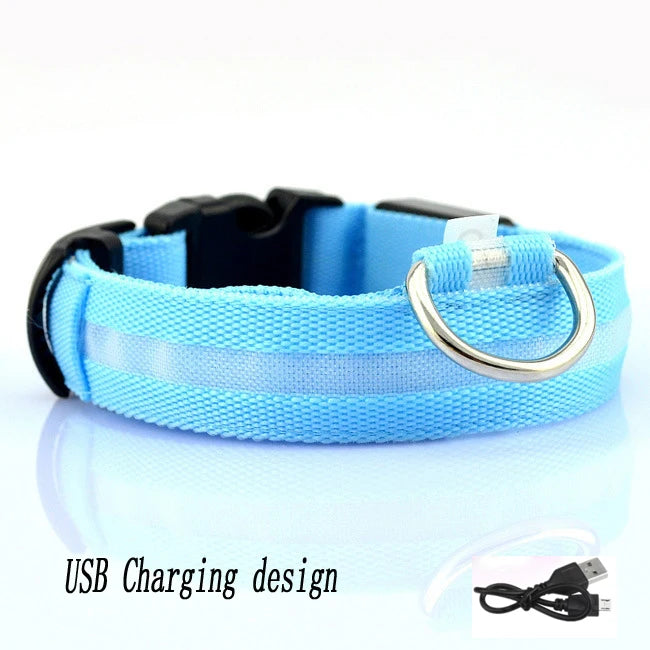 USB Rechargeable Pet Dog LED Glowing Collar Luminous Flashing Necklace Outdoor Walking Night Safety Supplies