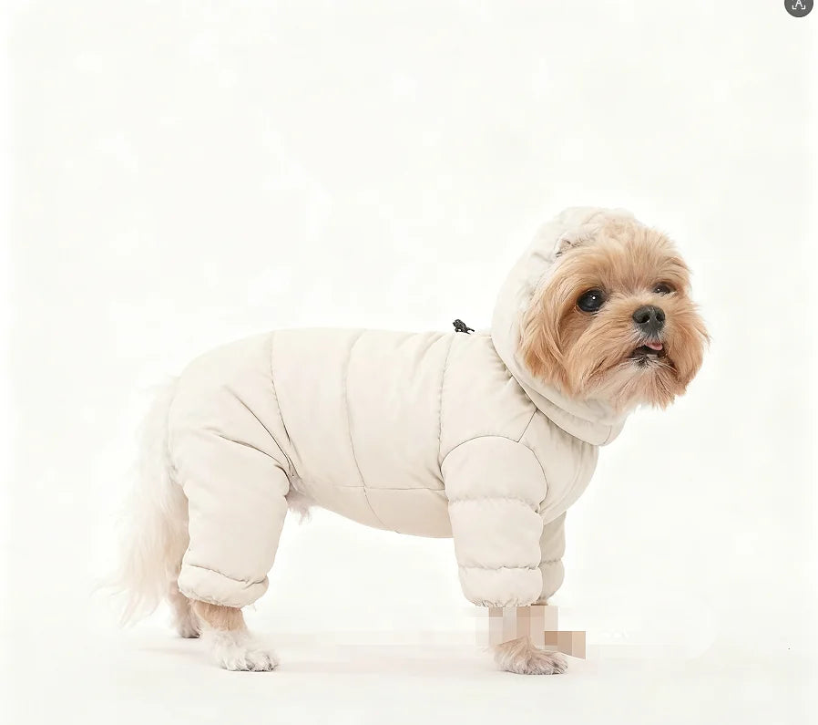 Korean Teddy Poodle Small Dog Pet Dog Winter Clothes Four Legged Coat Thick Down Cotton Jacket for Warmth and Cold Protection