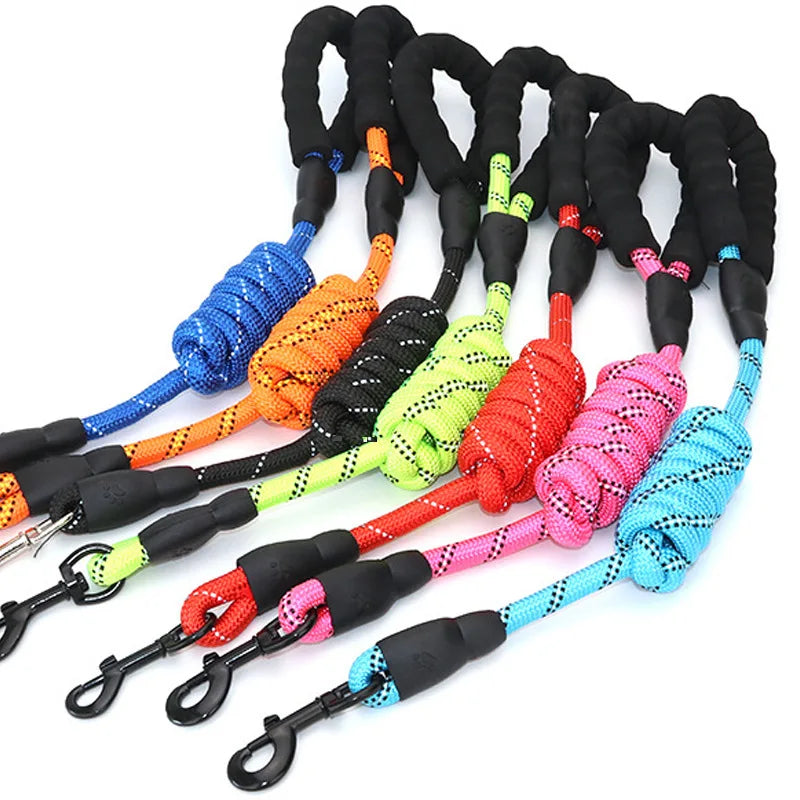 Pet Dog Leash Night Reflection Outdoor Multicolor Round Rope For Big Small Medium Large Dog Drag Pull Tow Leash Dog Accessories