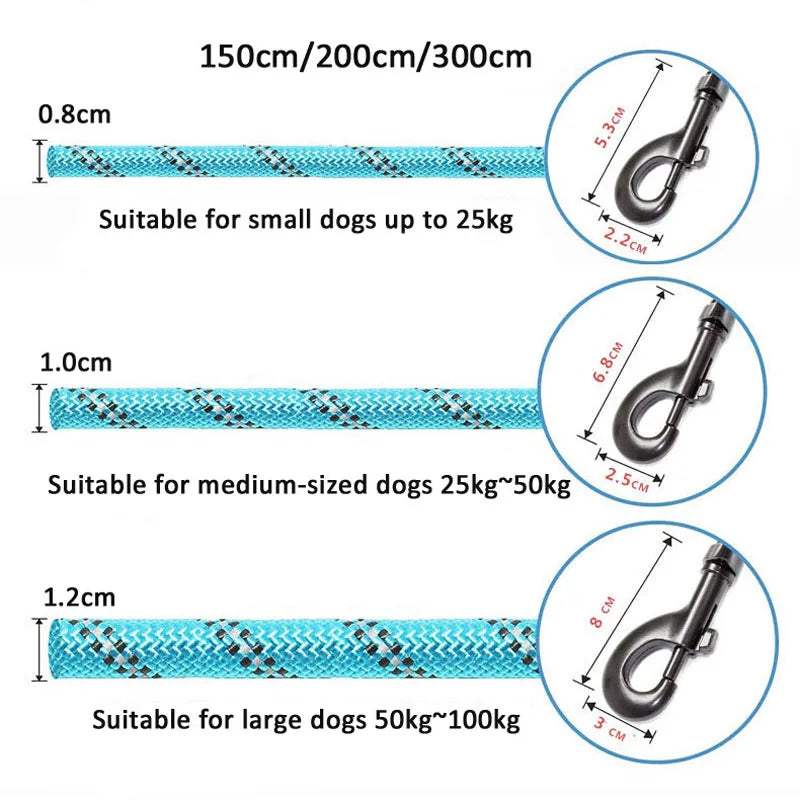 Pet Dog Leash Night Reflection Outdoor Multicolor Round Rope For Big Small Medium Large Dog Drag Pull Tow Leash Dog Accessories
