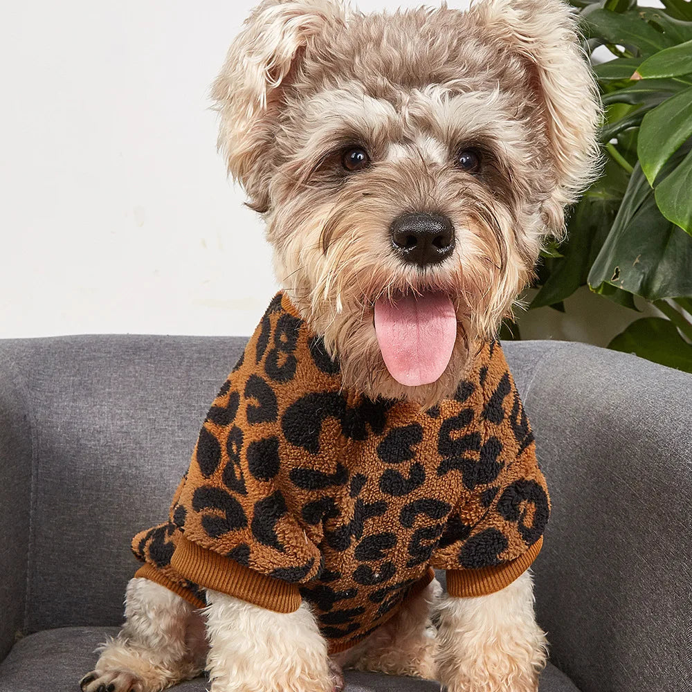 Leopard Print Winter Hoodie for French Bulldogs