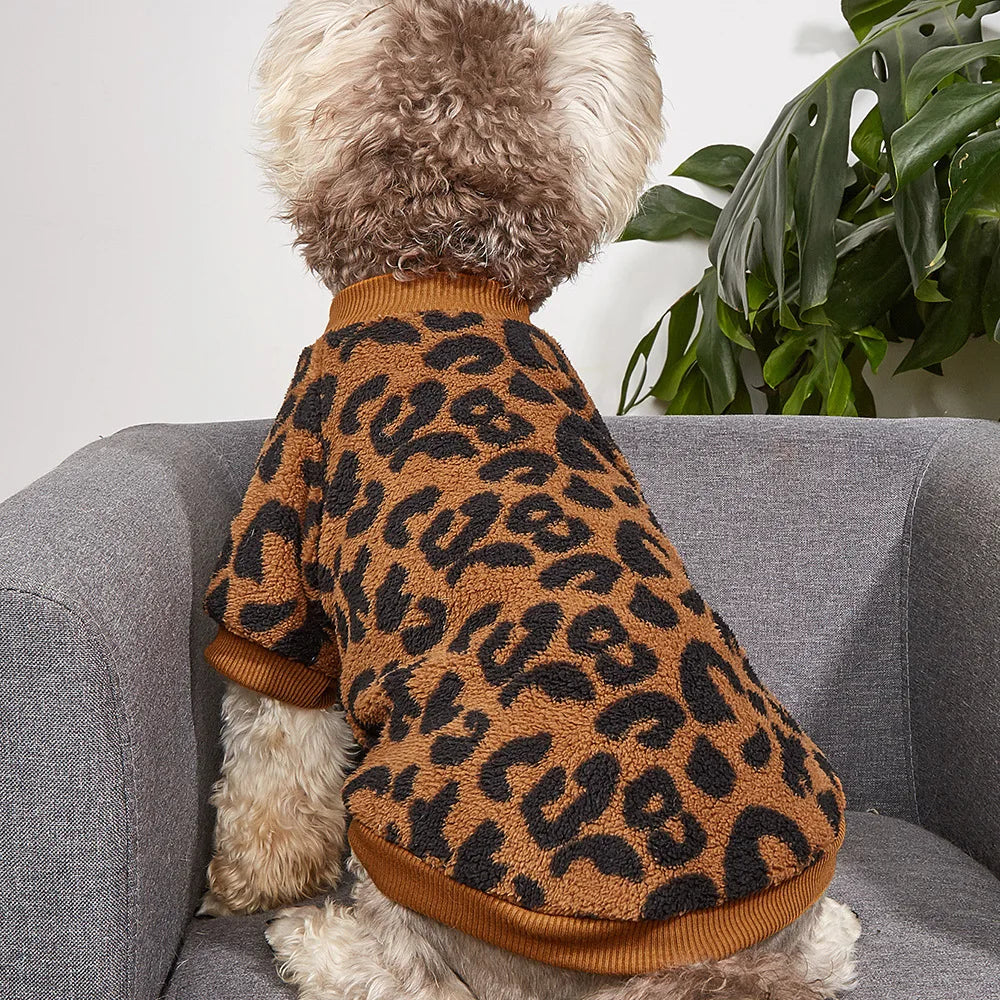 Leopard Print Winter Hoodie for French Bulldogs