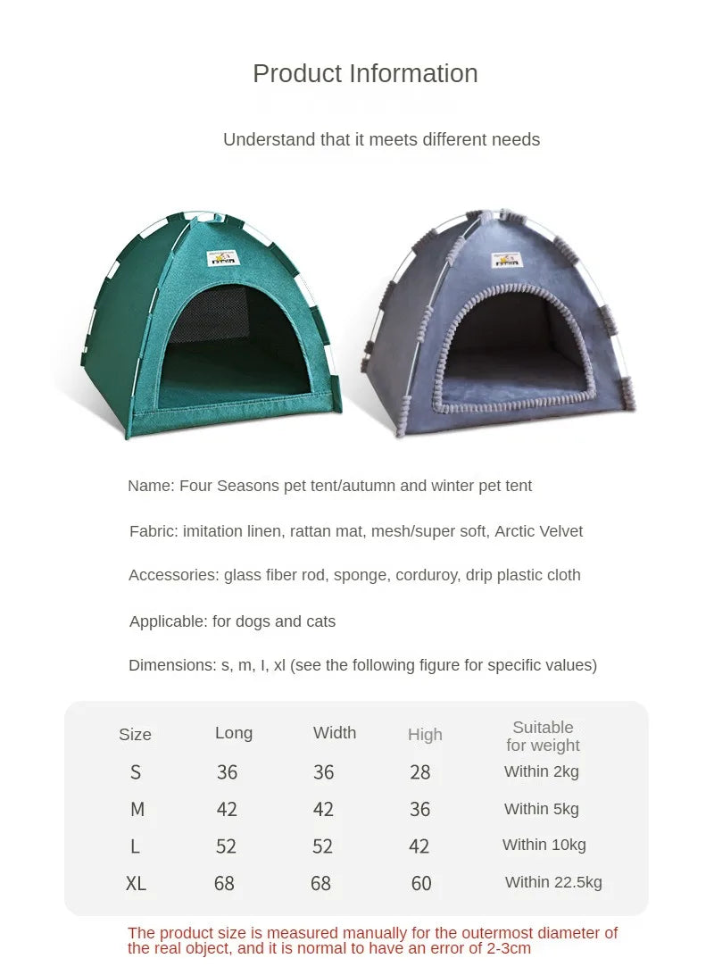 Foldable Four-Season Breathable Pet Tent House