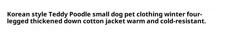 Korean Teddy Poodle Warm Down Jacket for Dogs