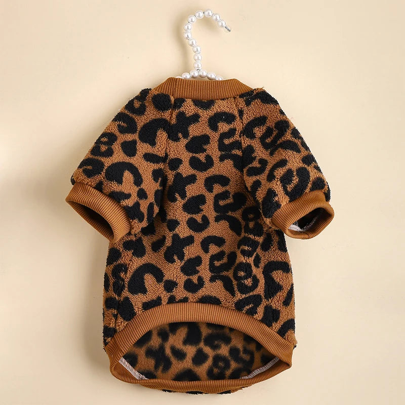 Leopard Print Winter Hoodie for French Bulldogs