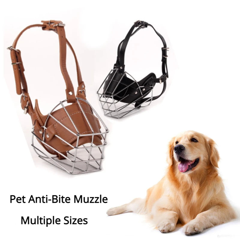 Adjustable Leather Dog Muzzle for Training