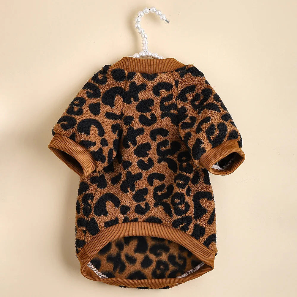 Leopard Print Winter Hoodie for French Bulldogs
