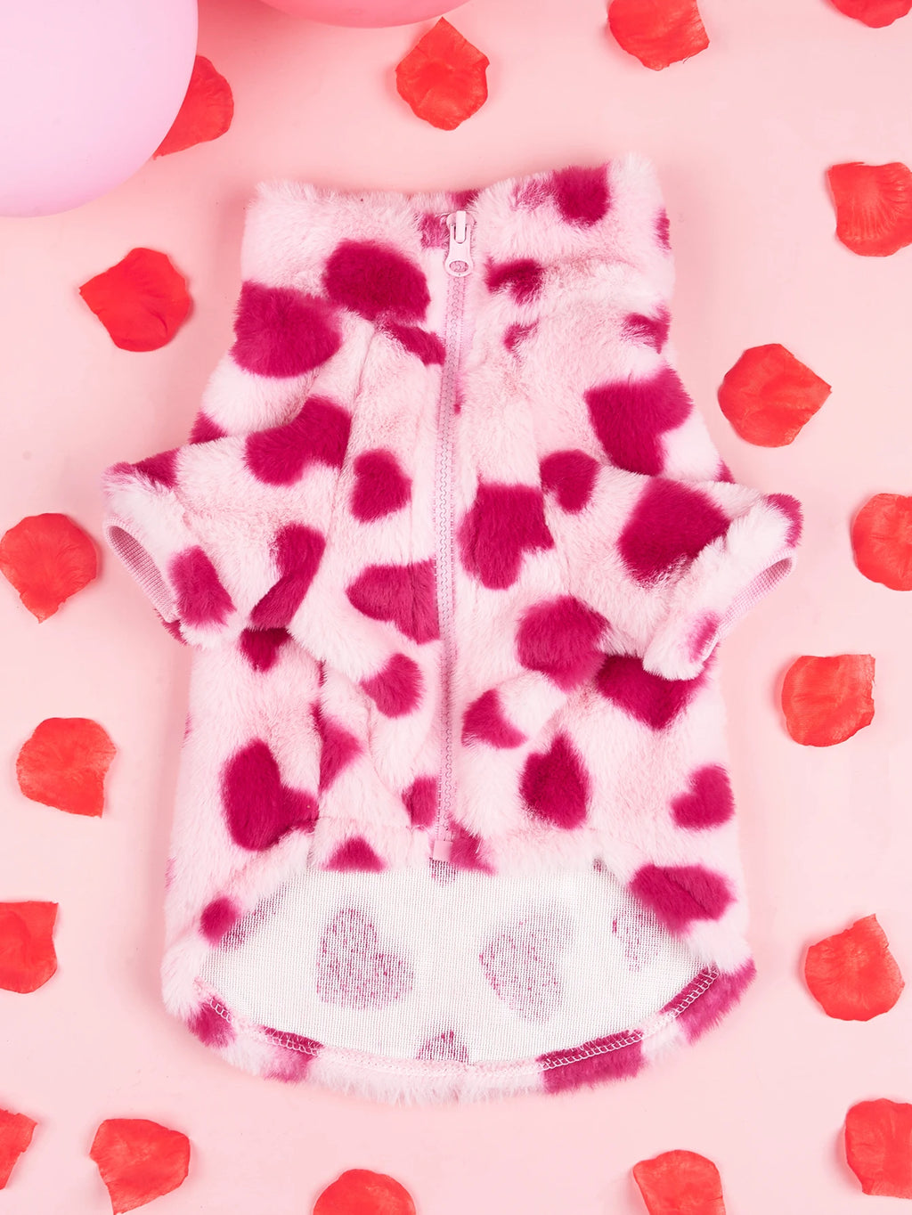 Cozy Heart-Print Winter Dog Hoodie for Pets