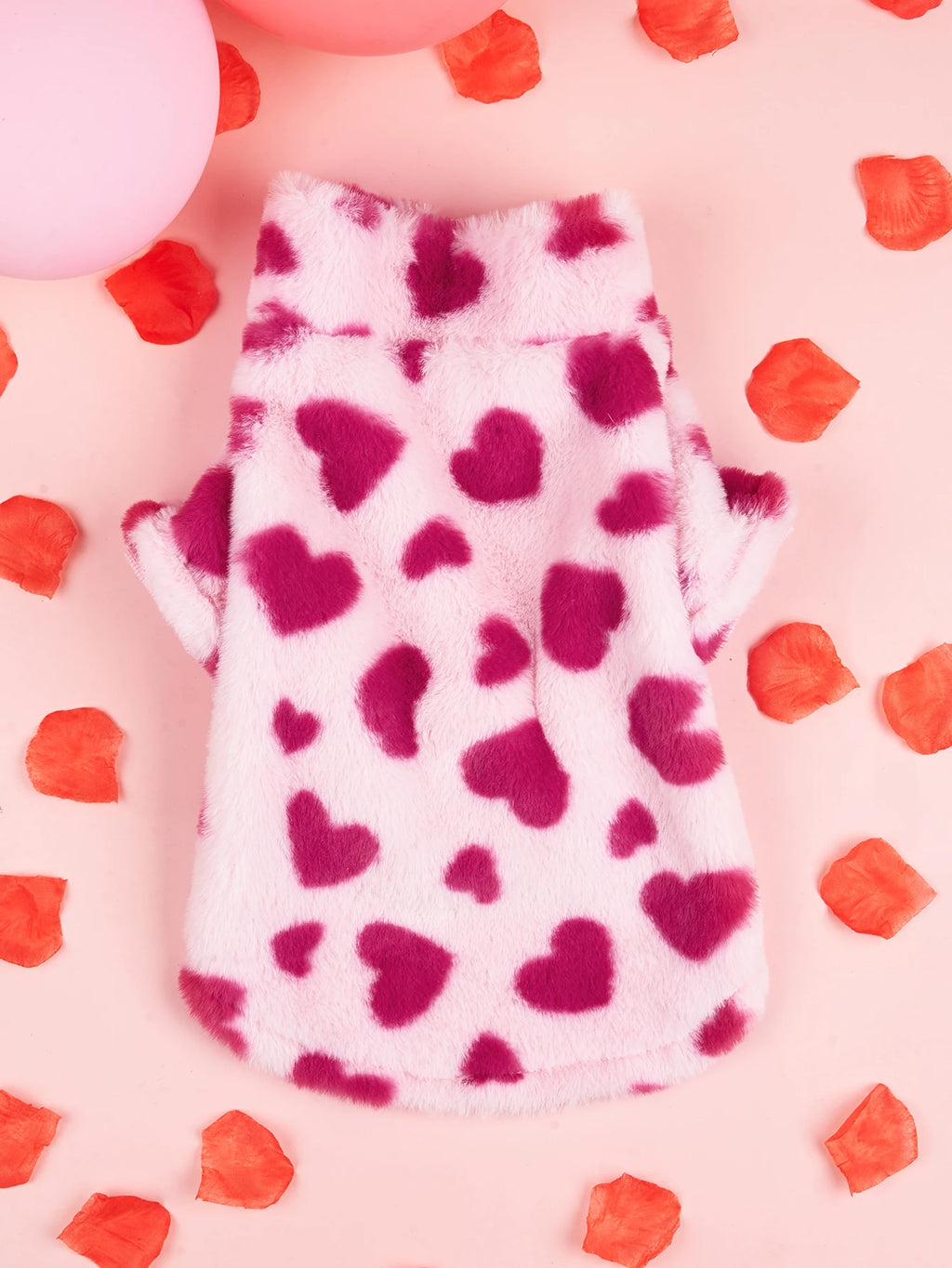 Cozy Heart-Print Winter Dog Hoodie for Pets