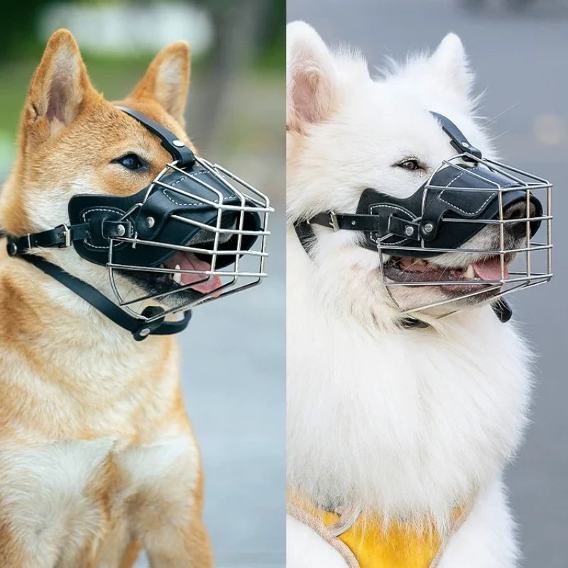 Adjustable Leather Dog Muzzle for Training