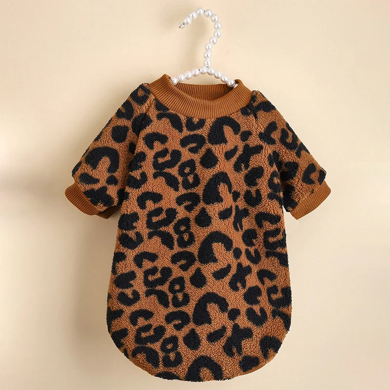 Leopard Print Winter Hoodie for French Bulldogs