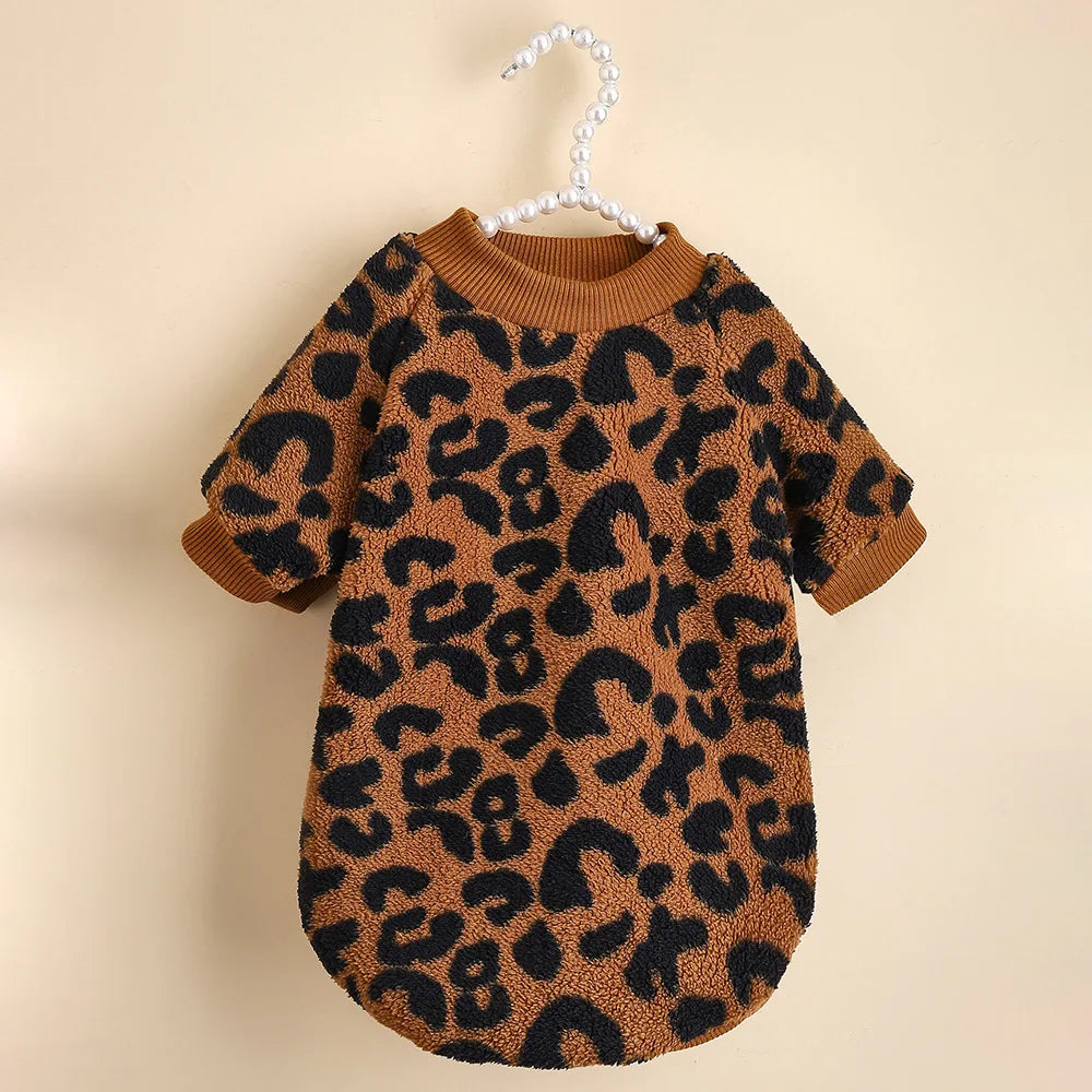 Leopard Print Winter Hoodie for French Bulldogs