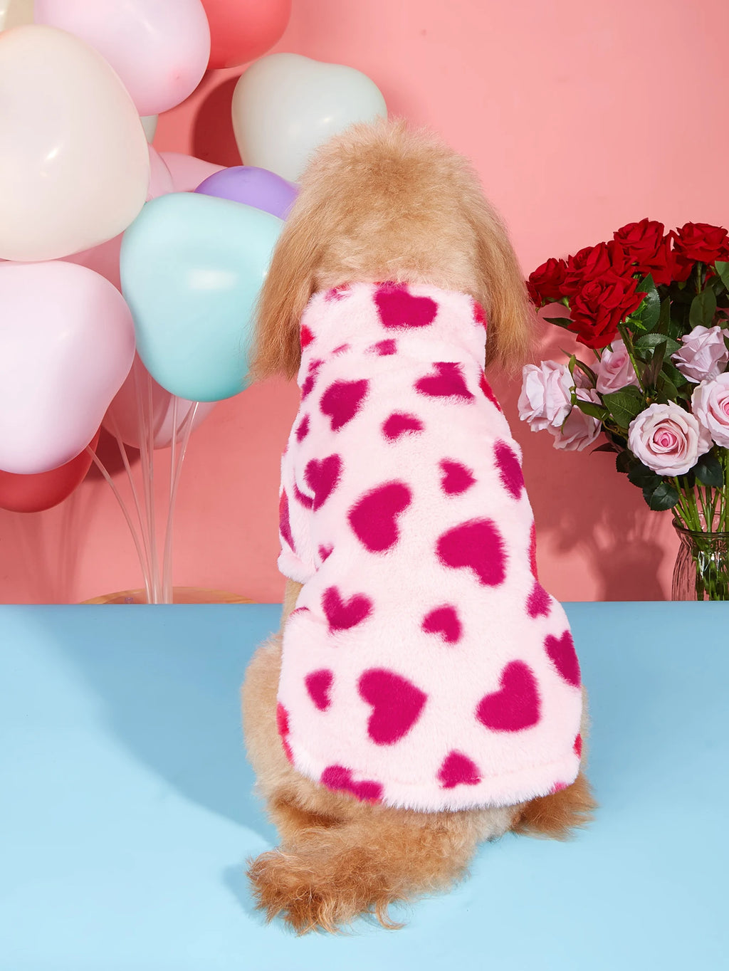 Cozy Heart-Print Winter Dog Hoodie for Pets